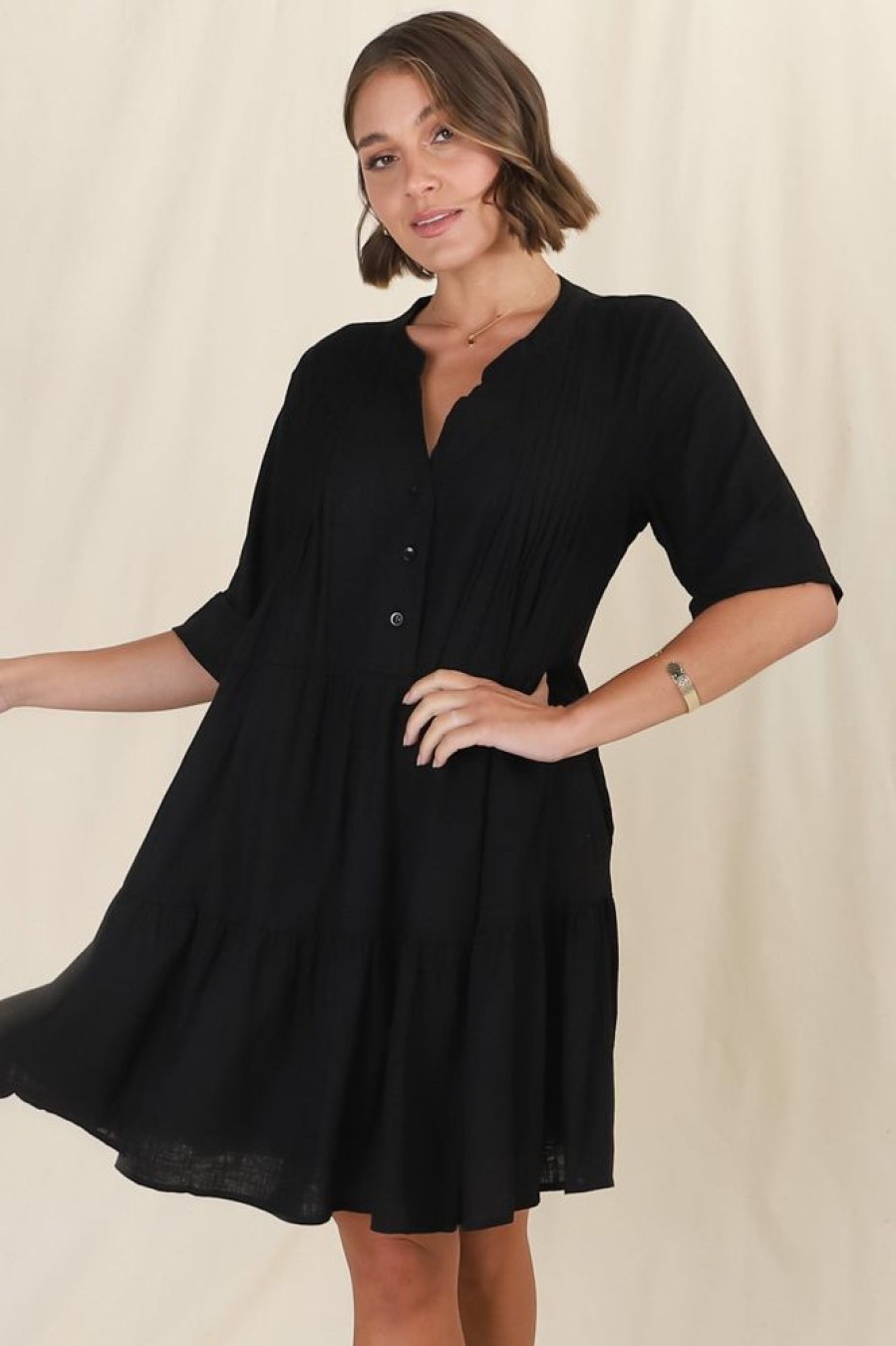 Dresses Salty Crush | Ayva Mini Dress - Black