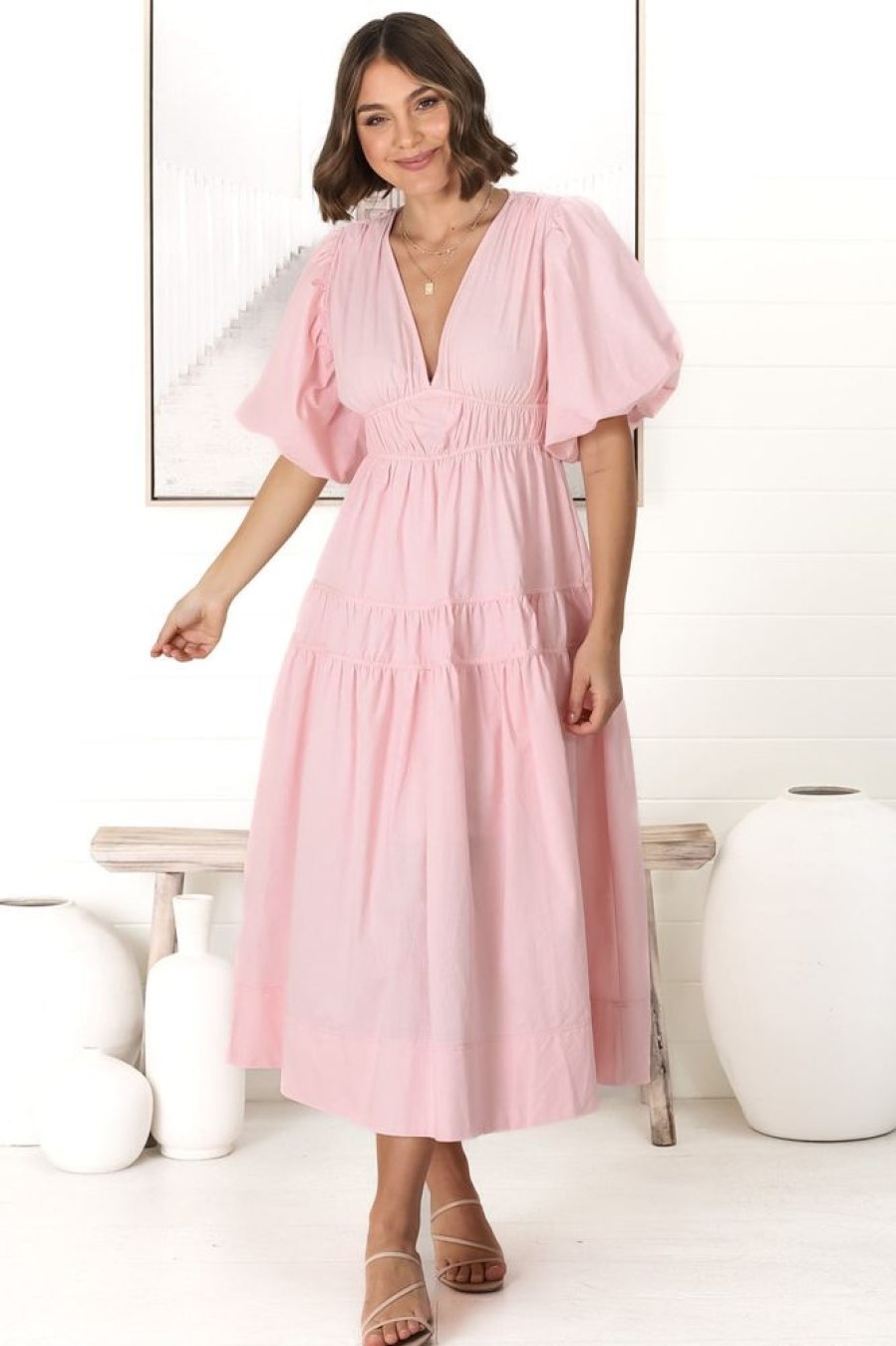 Dresses Salty Crush | Deserae Midi Dress - Light Pink