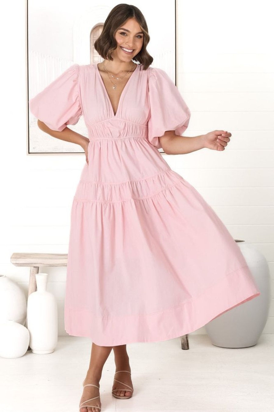 Dresses Salty Crush | Deserae Midi Dress - Light Pink