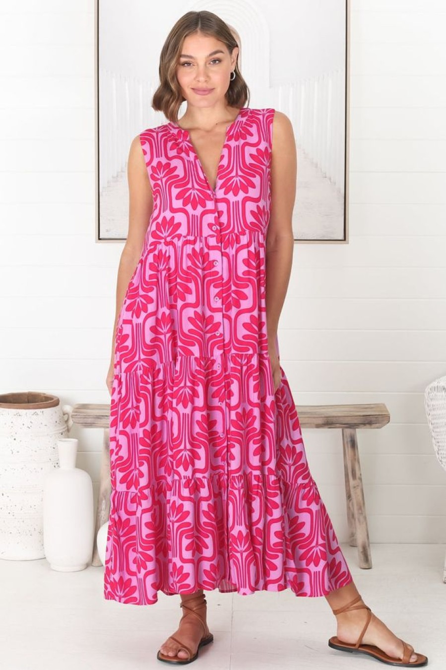 Dresses Salty Crush | Fifi - Luvira Midi Dress - Pink
