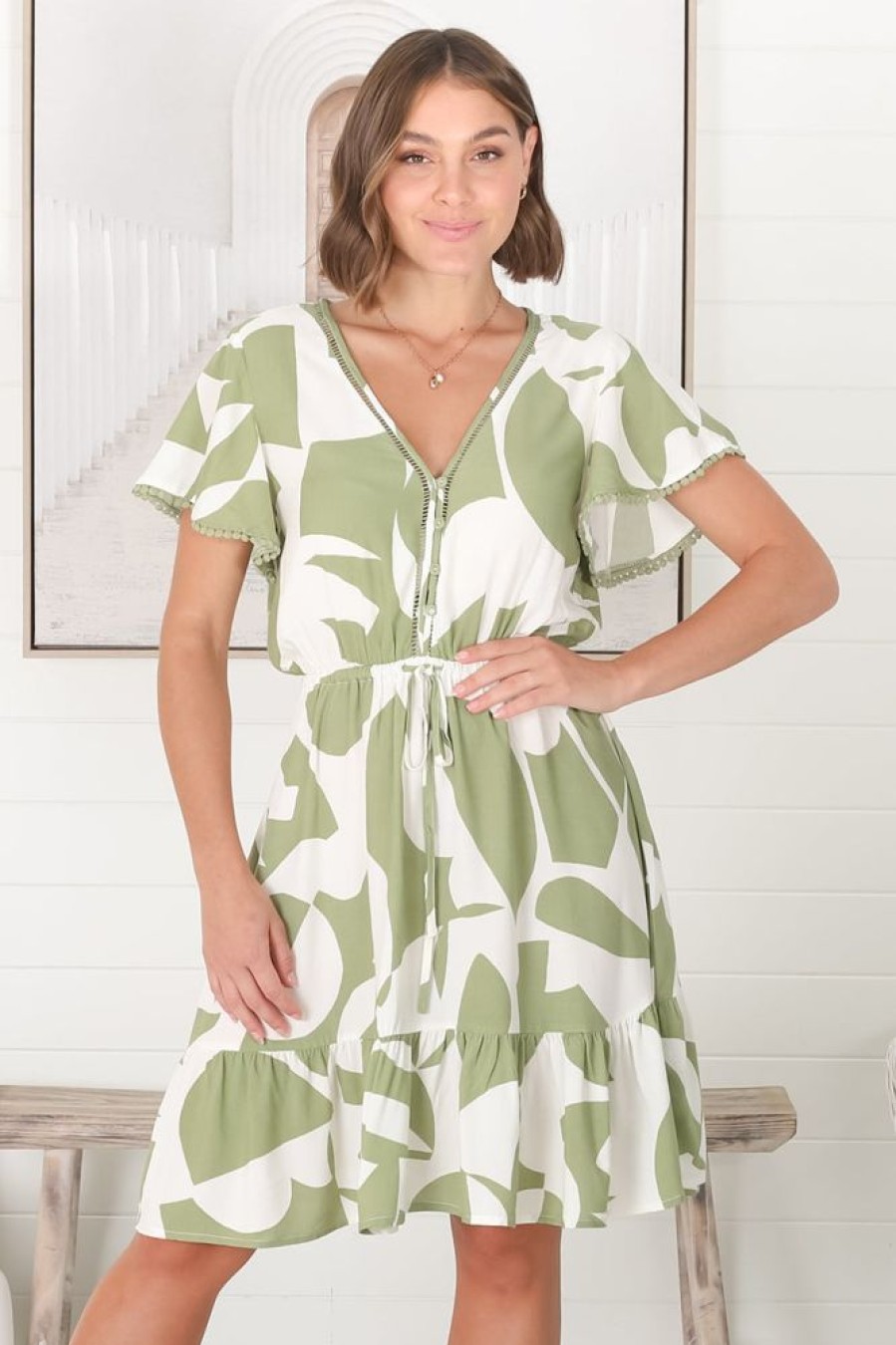 Dresses Salty Crush | Dee - Azira Mini Dress - Kiwi
