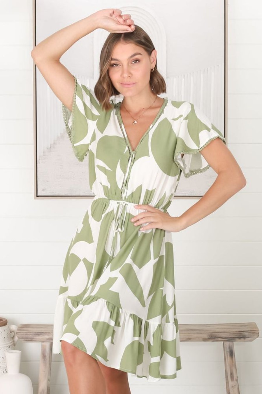 Dresses Salty Crush | Dee - Azira Mini Dress - Kiwi