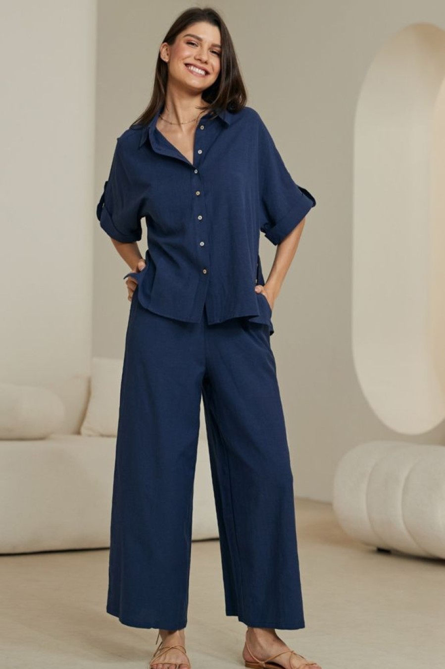 Bottoms Salty Crush | Darla Pants - Navy