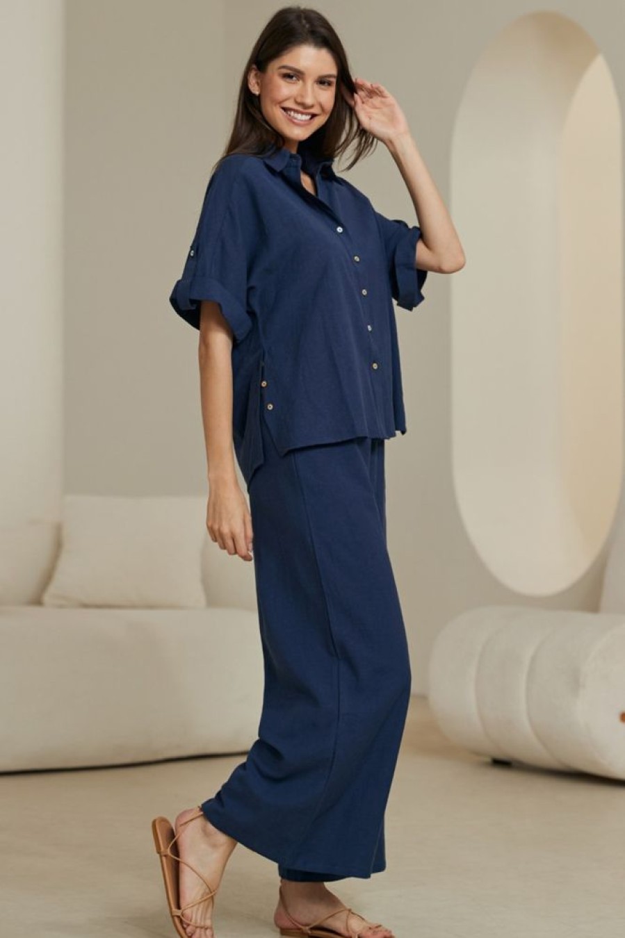 Bottoms Salty Crush | Darla Pants - Navy
