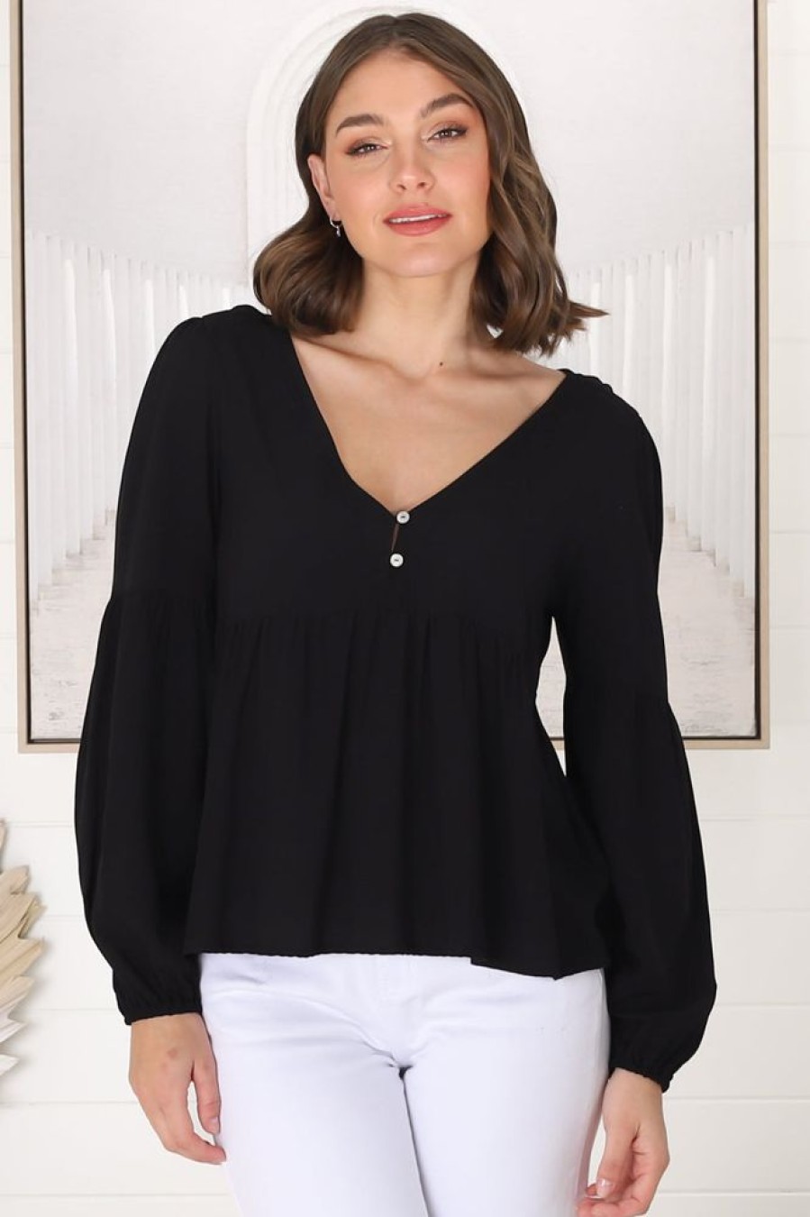 Tops Salty Crush | Grace Top - Black