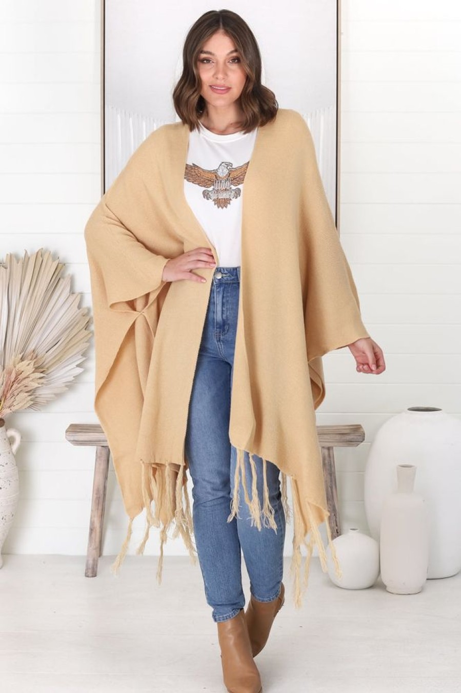 Jackets/Knitwear Salty Crush | Kamdyn Poncho - Camel