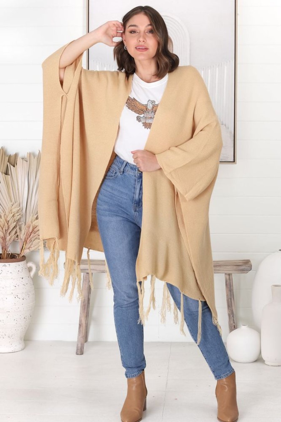 Jackets/Knitwear Salty Crush | Kamdyn Poncho - Camel