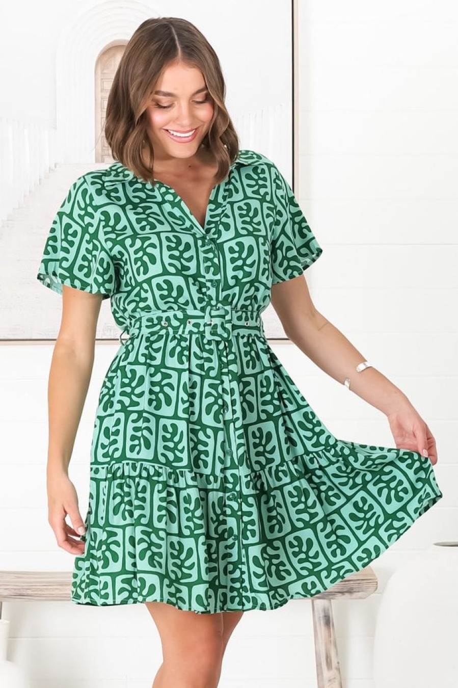 Dresses Salty Crush | Davey Mini Dress - Green