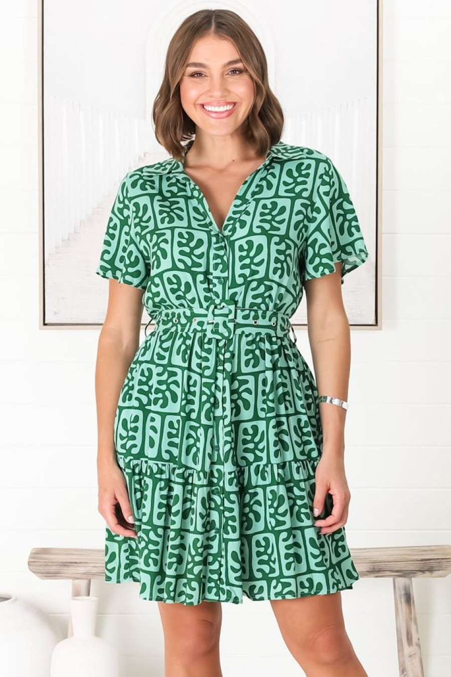 Dresses Salty Crush | Davey Mini Dress - Green