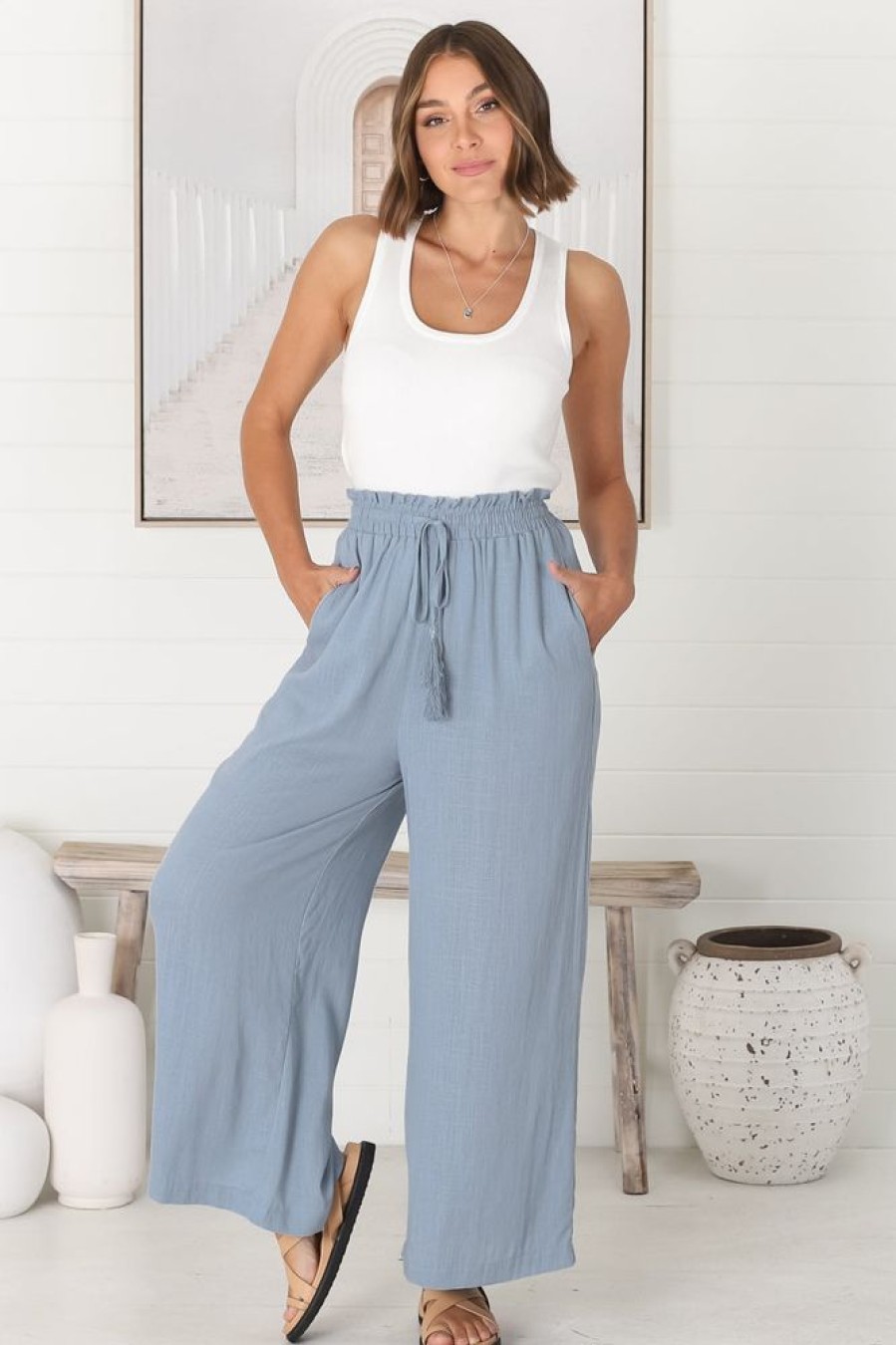 Bottoms Salty Crush | Levelle Pants - Cloudy Blue
