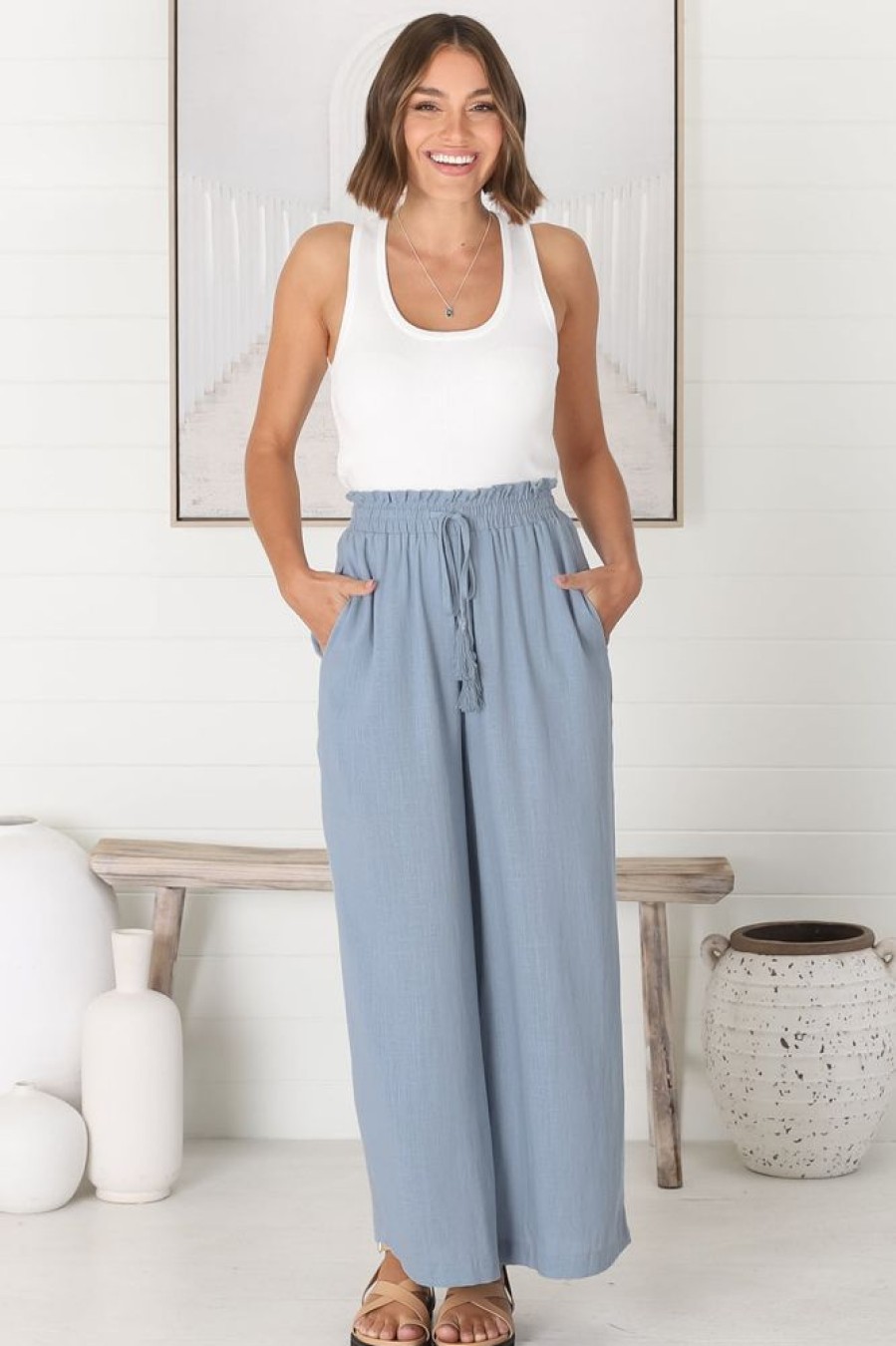 Bottoms Salty Crush | Levelle Pants - Cloudy Blue