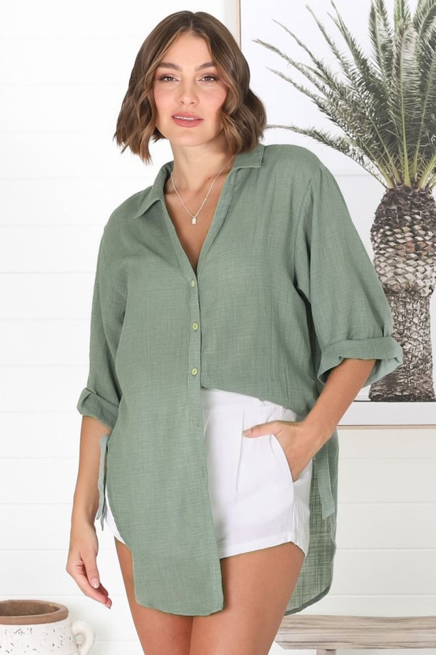 Tops Salty Crush | Beachly Shirt - Khaki