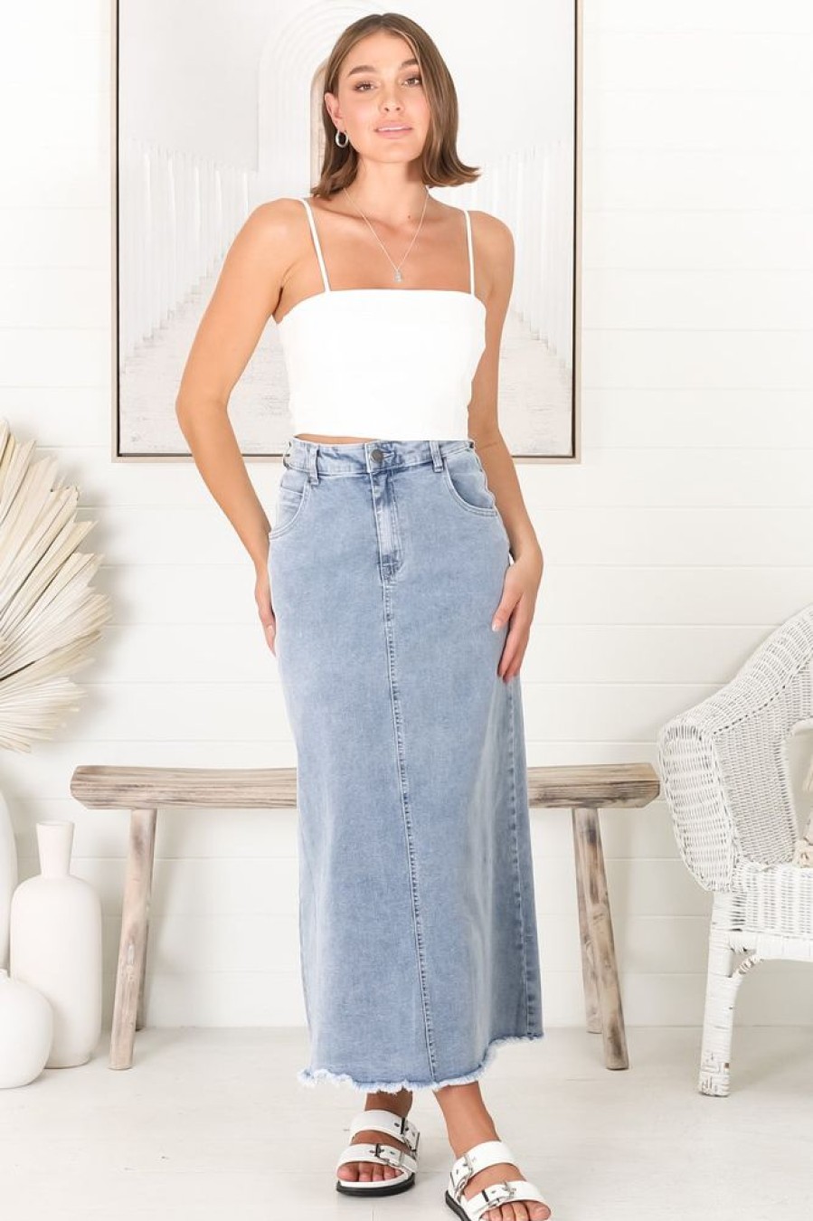 Bottoms Salty Crush | Granger Denim Maxi Skirt