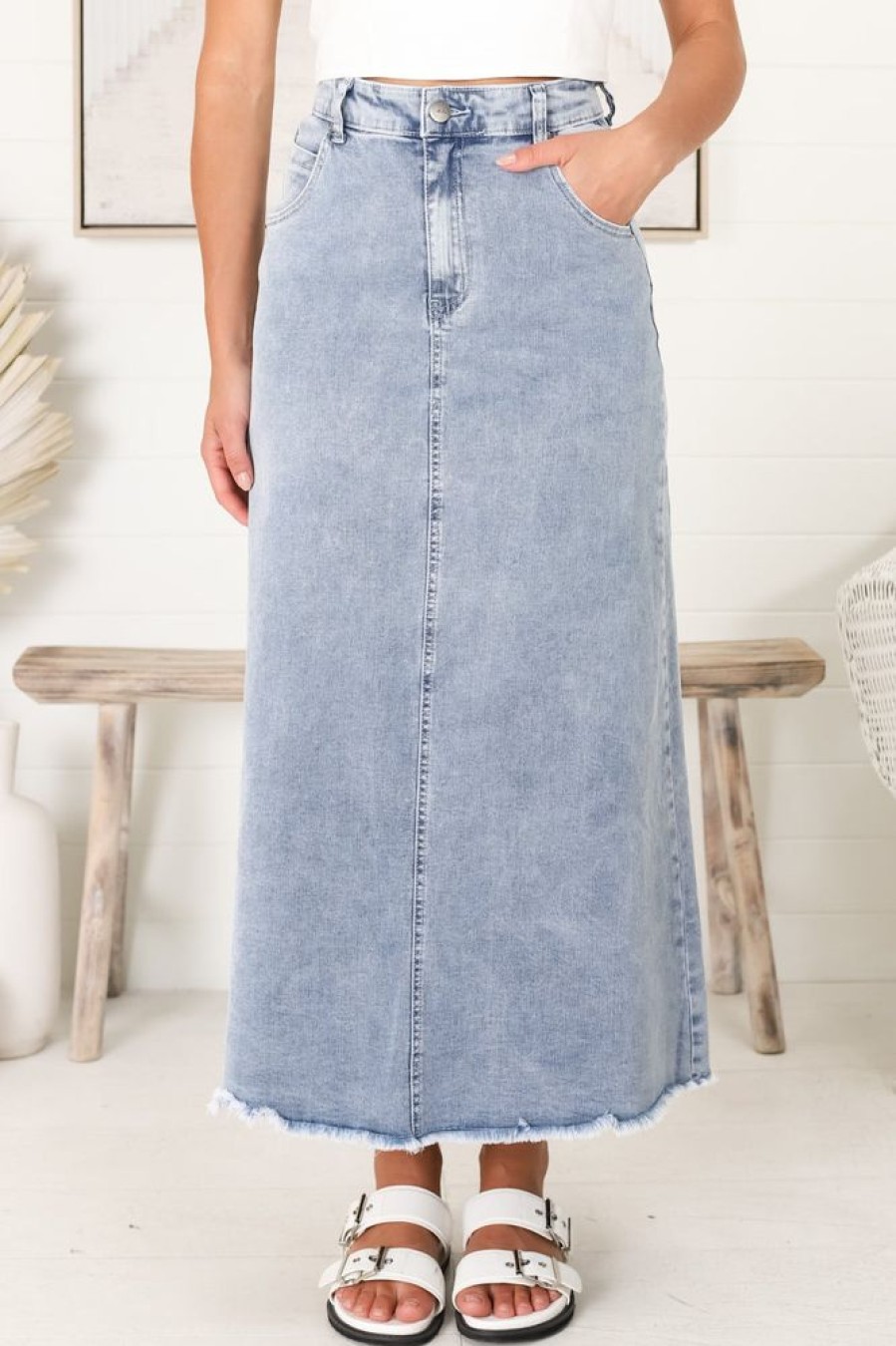 Bottoms Salty Crush | Granger Denim Maxi Skirt