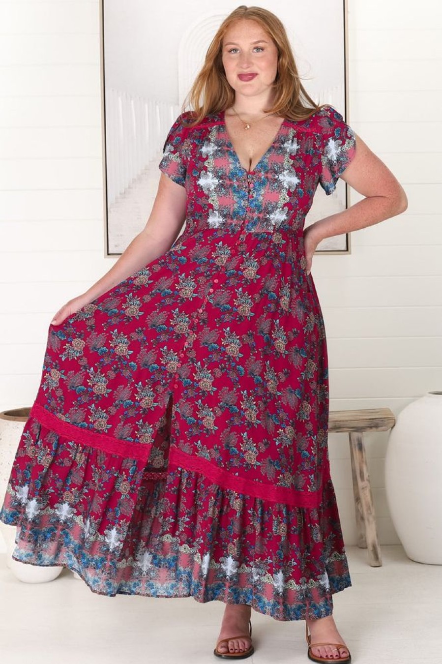 Dresses JAASE | Carmen - Strawberry Kiss Maxi Dress