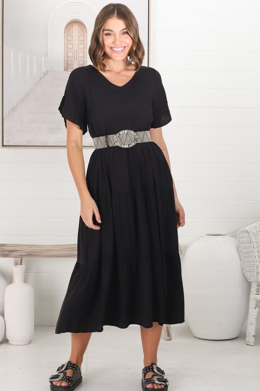 Dresses Salty Crush | Ame Midi Dress - Black