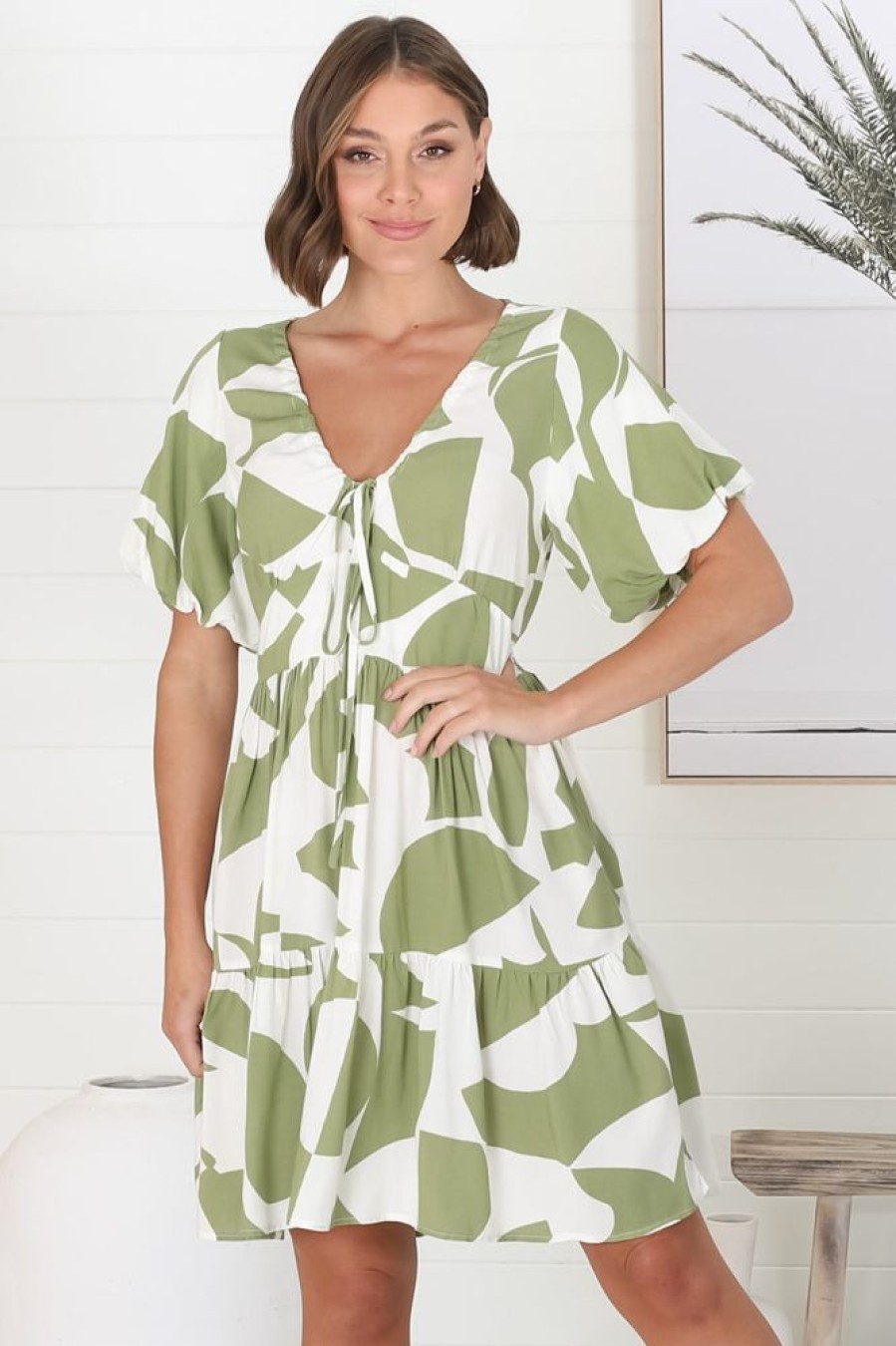 Dresses Salty Crush | Lilly - Azira Mini Dress - Kiwi