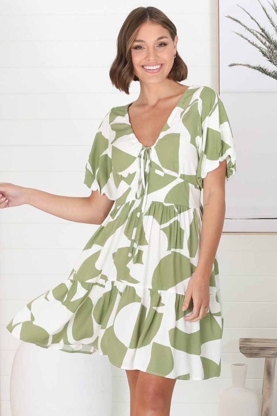 Dresses Salty Crush | Lilly - Azira Mini Dress - Kiwi