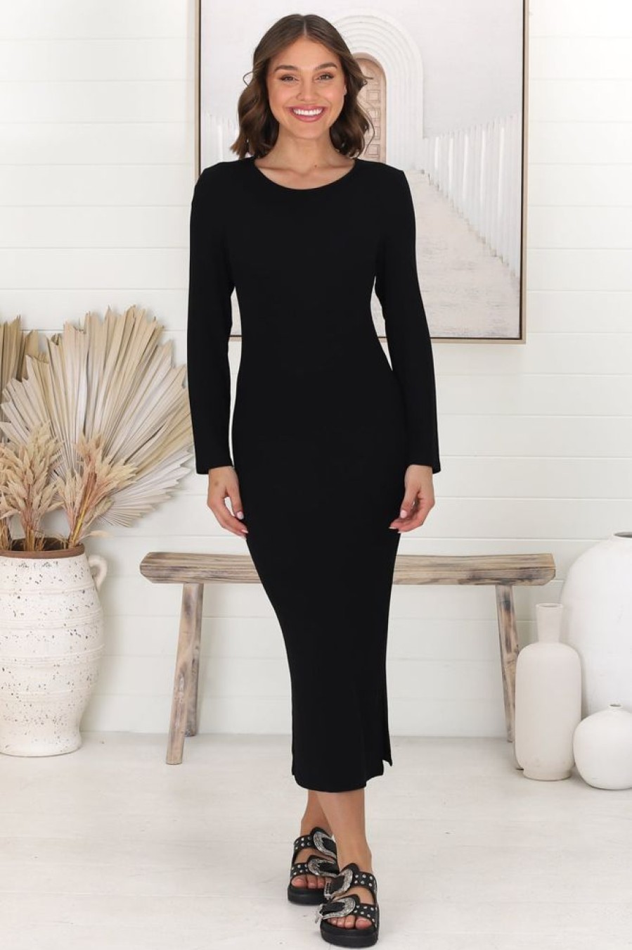 Dresses Salty Crush | Easy Midi Dress - Black