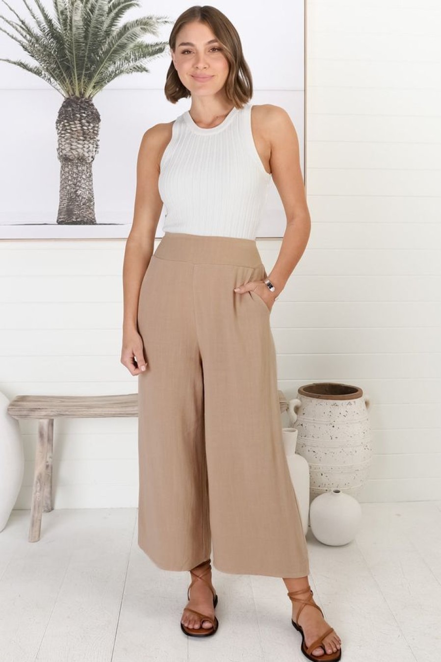 Bottoms Salty Crush | Wyatt Pants - Dark Beige