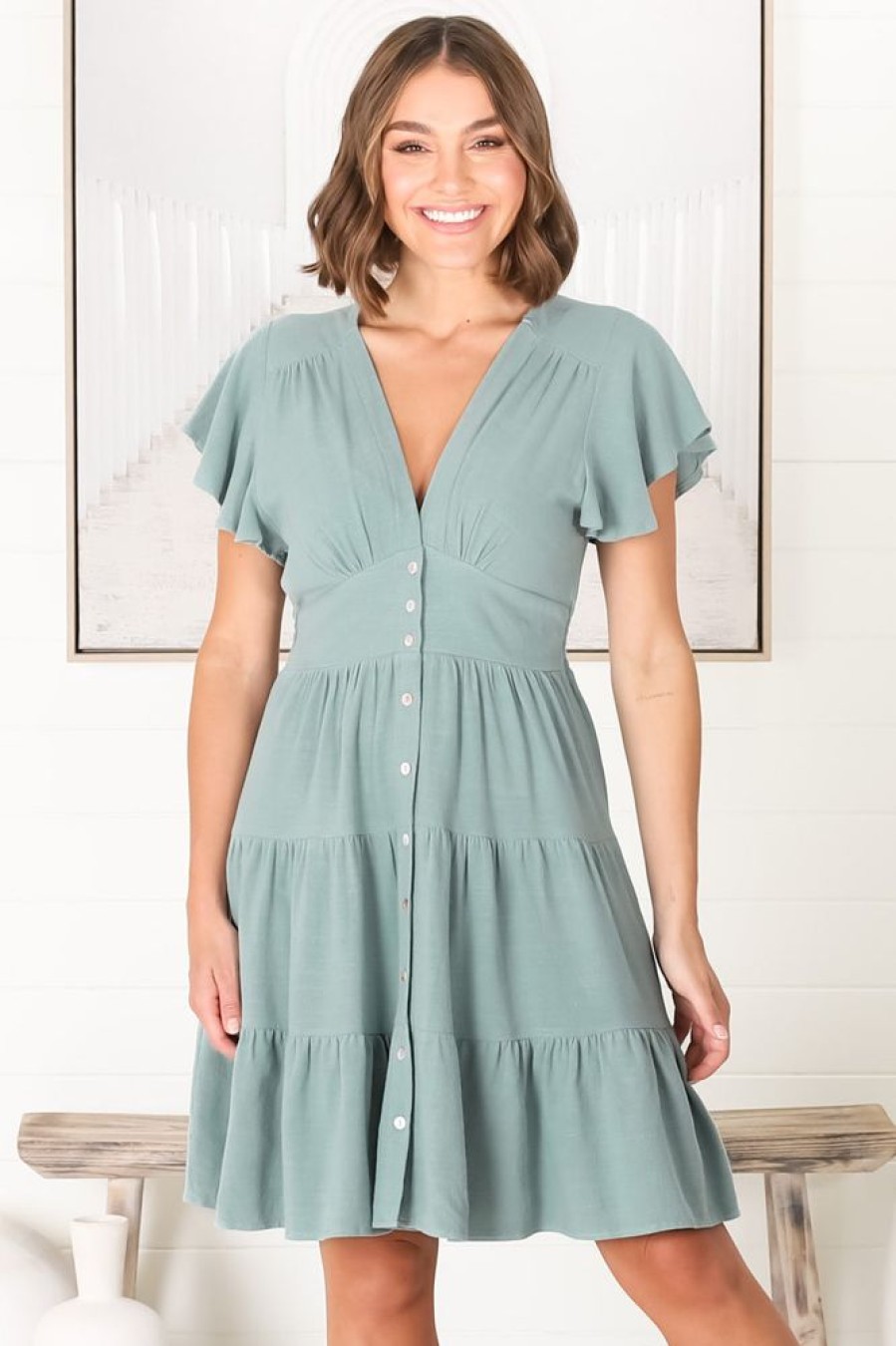 Dresses Salty Crush | Amy Mini Dress - Sage