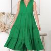 Dresses Salty Crush | Fifi Linen Midi Dress - Green