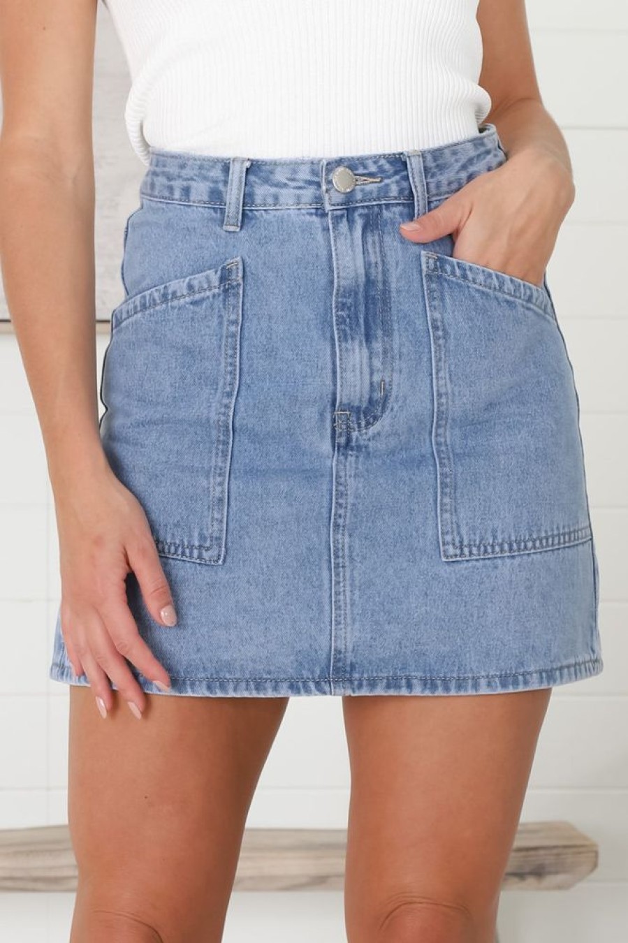 Bottoms Salty Crush | Mika Denim Mini Skirt - Blue