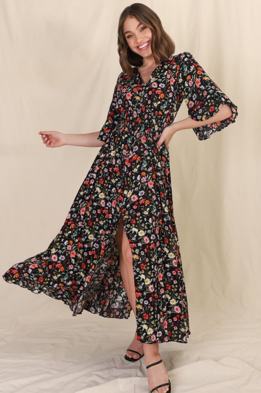 Dresses Salty Crush | Alba - Brina Maxi Dress - Black