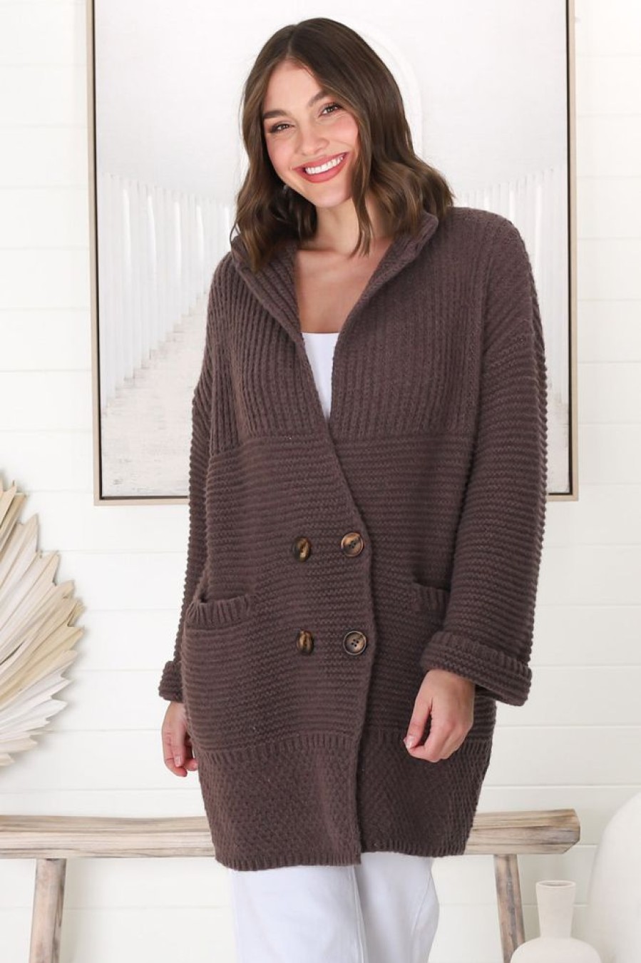Jackets/Knitwear Salty Crush | Pops Cardigan - Cedar Brown