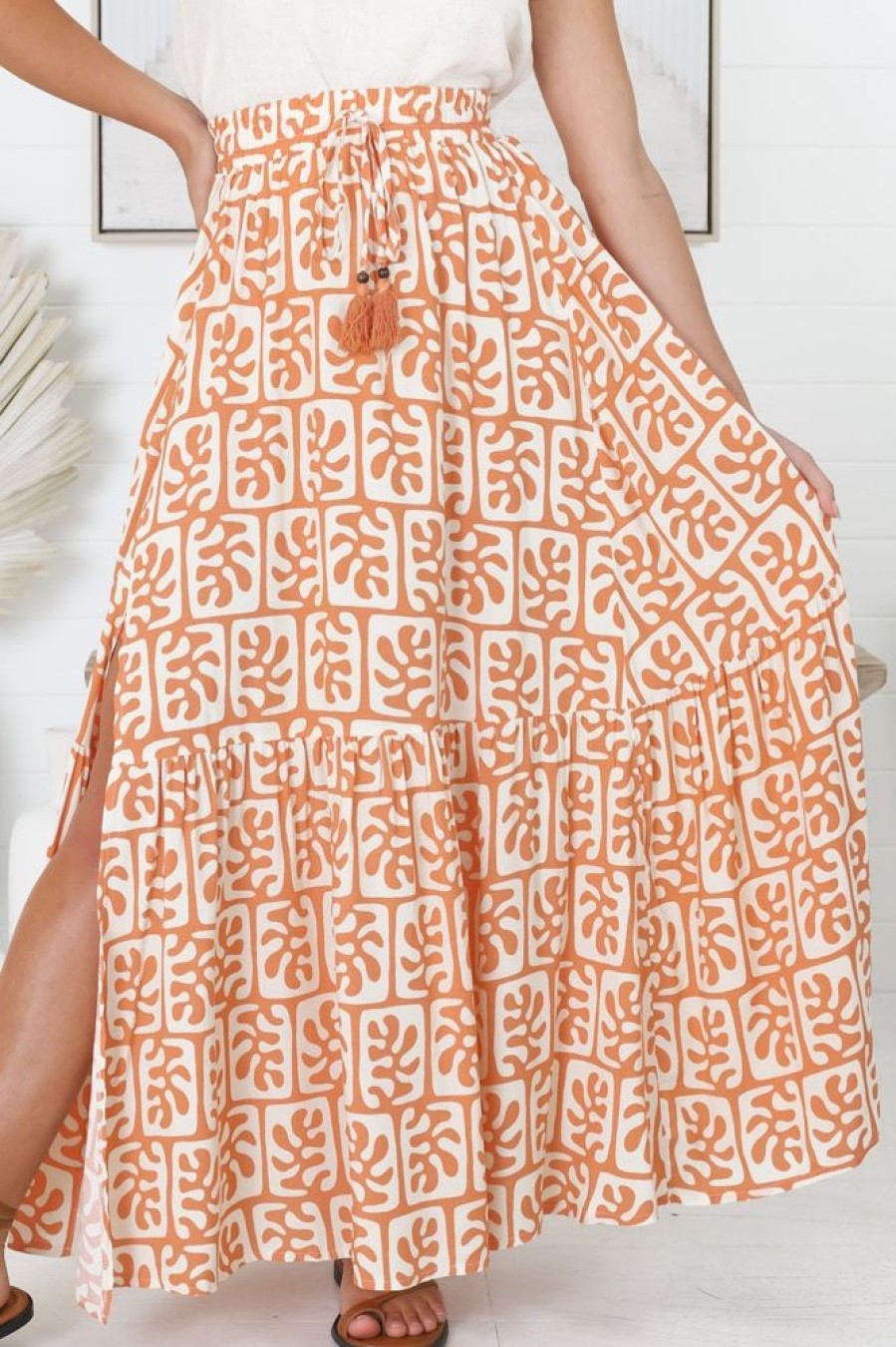 Bottoms Salty Crush | Davey Maxi Skirt - Orange