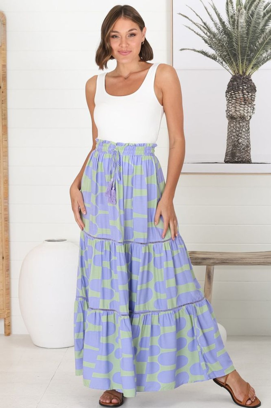 Bottoms Salty Crush | Korbella Maxi Skirt - Lime