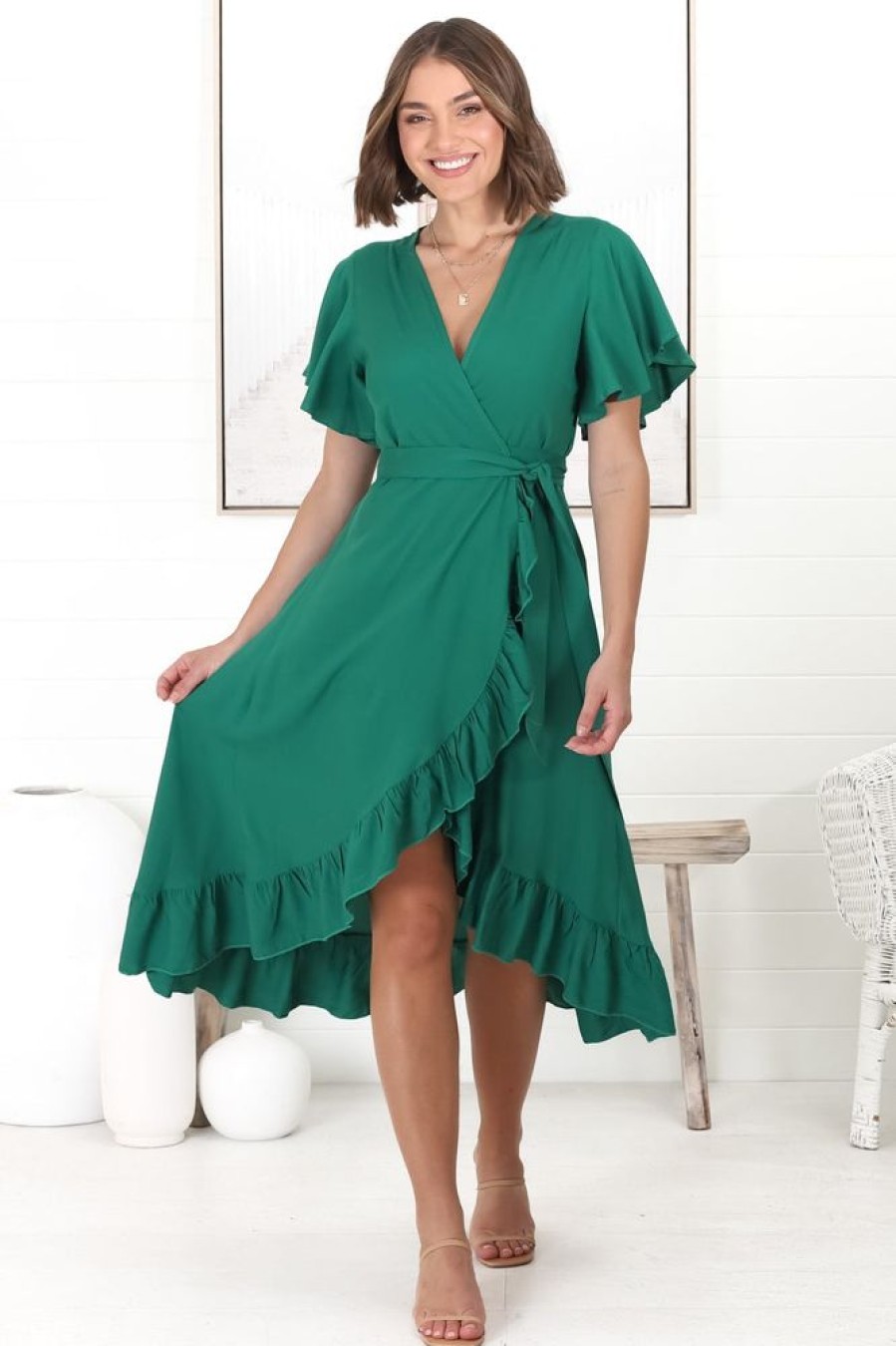 Dresses Salty Crush | Carolina Midi Dress - Emerald