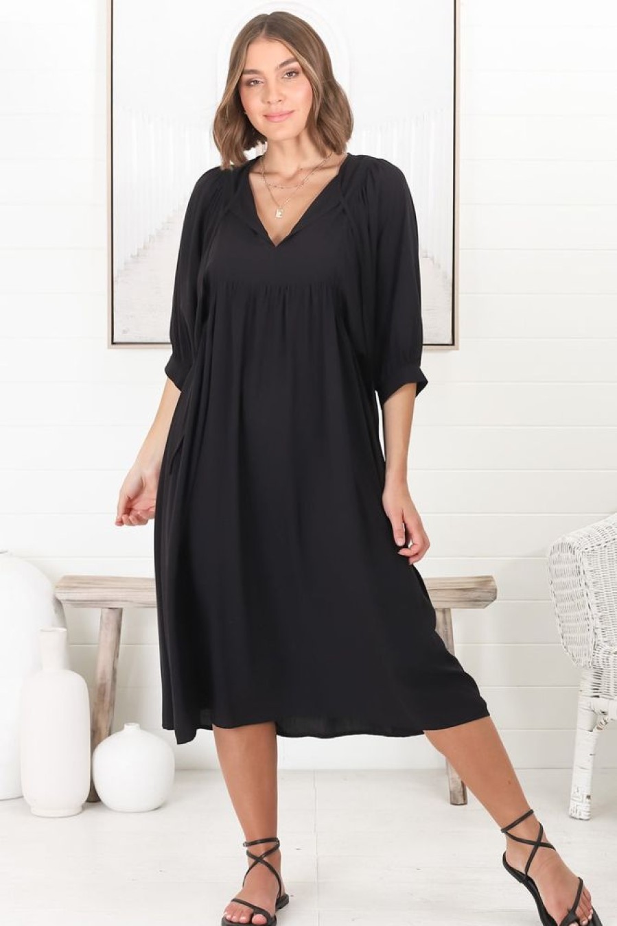 Dresses Salty Crush | Mariah Midi Dress - Black