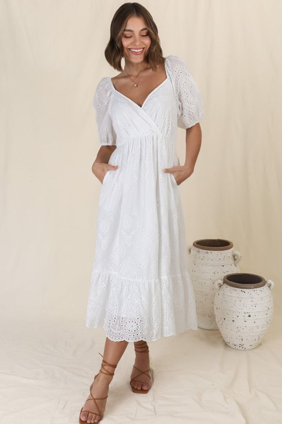 Dresses Salty Crush | Carmella Midi Dress - White