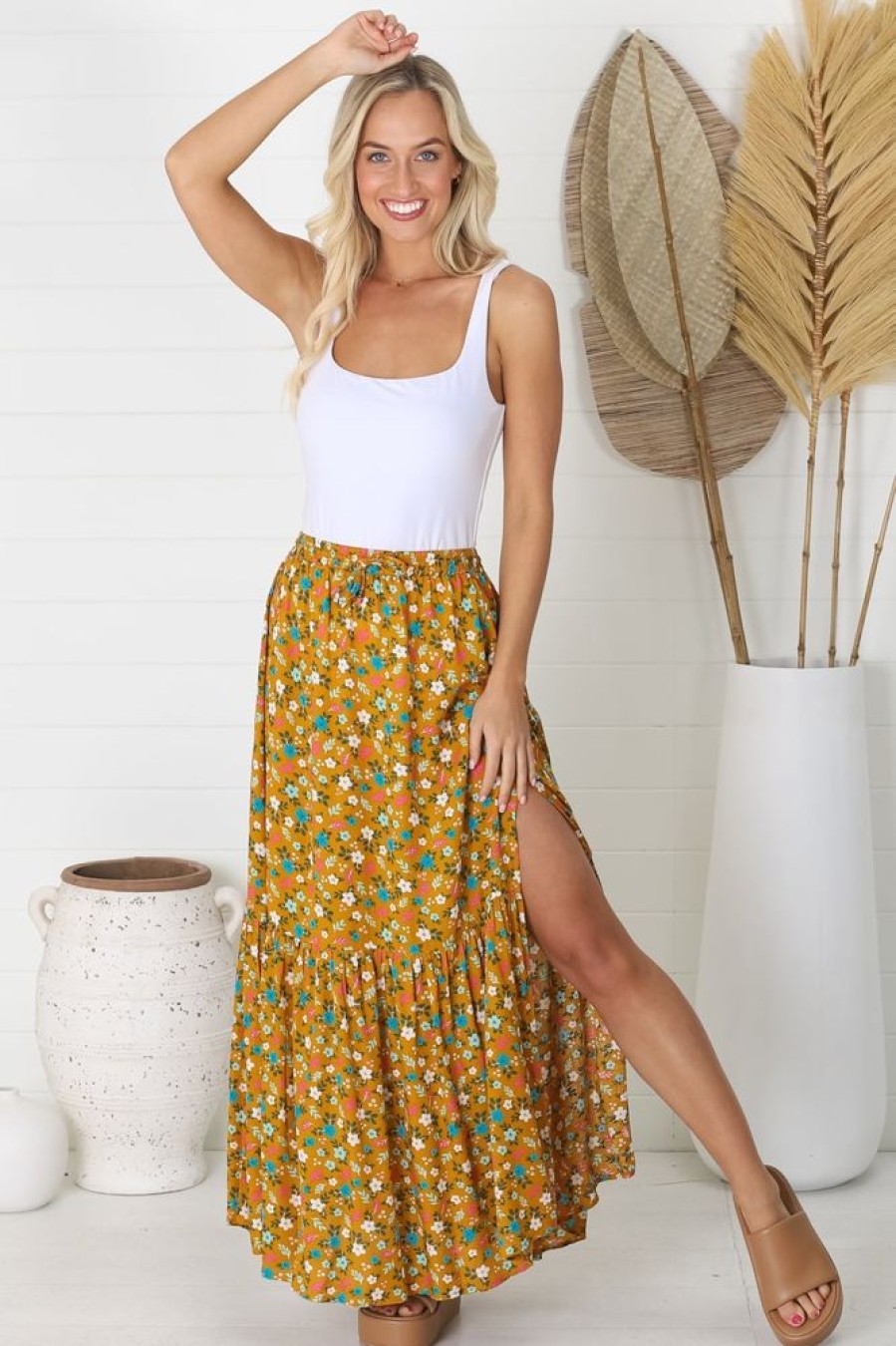 Bottoms Salty Crush | Hellen - Monique Maxi Skirt - Yellow