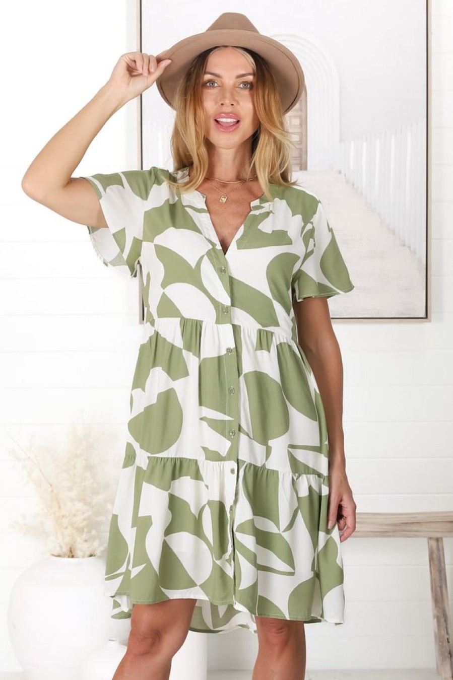 Dresses Salty Crush | Wilma - Azira Mini Dress - Kiwi
