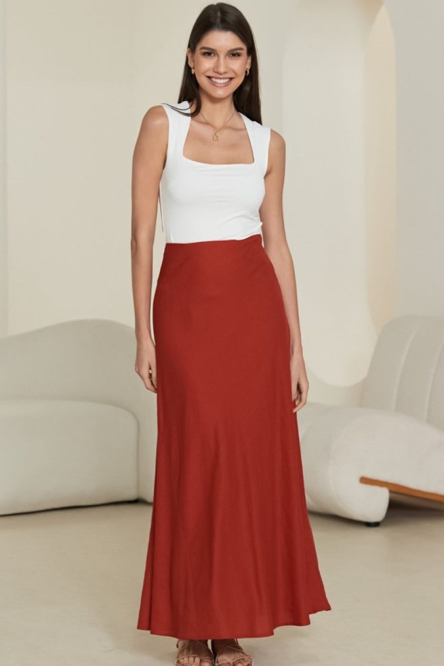 Bottoms Salty Crush | Naomi Maxi Skirt - Red