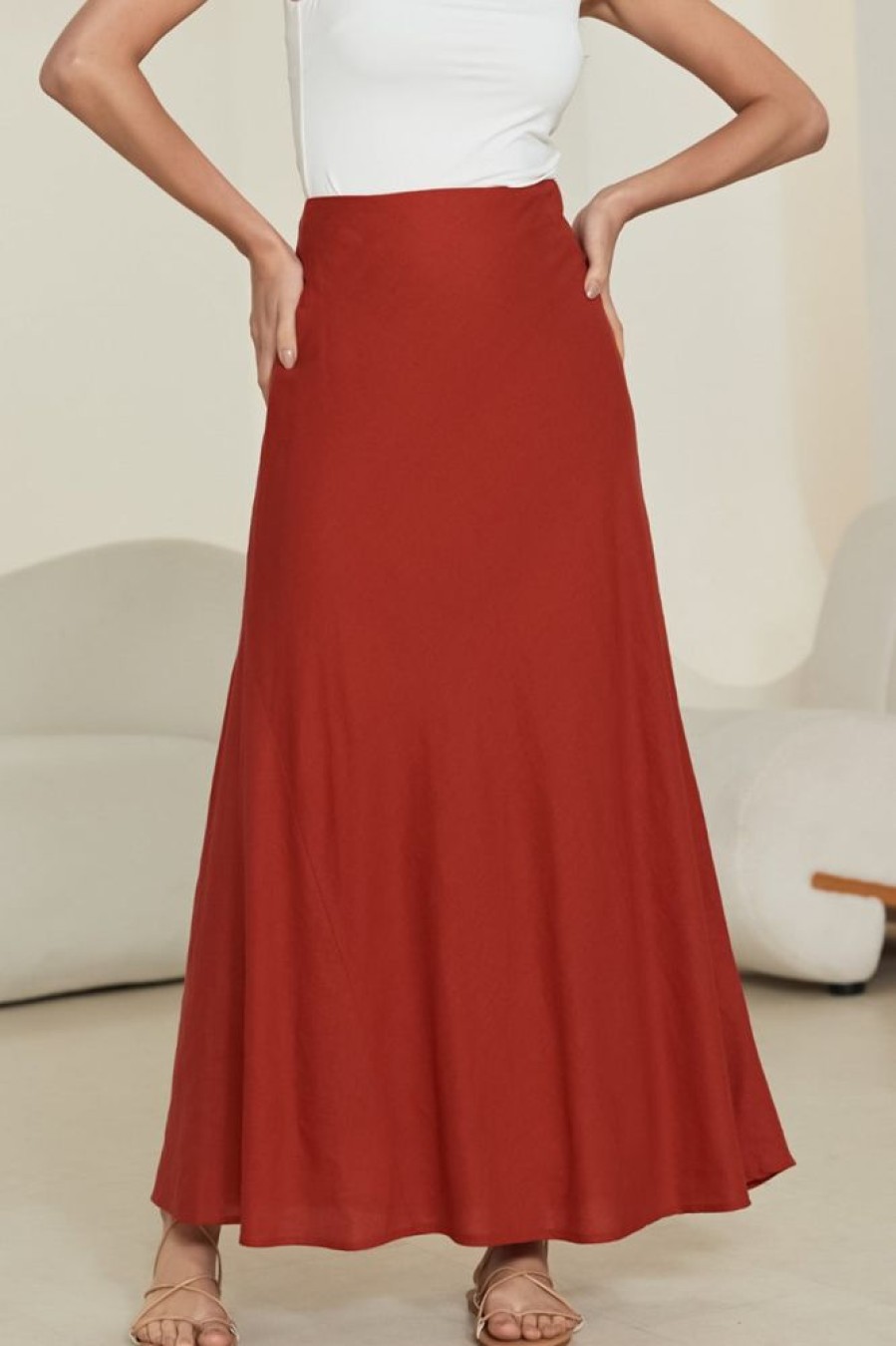 Bottoms Salty Crush | Naomi Maxi Skirt - Red