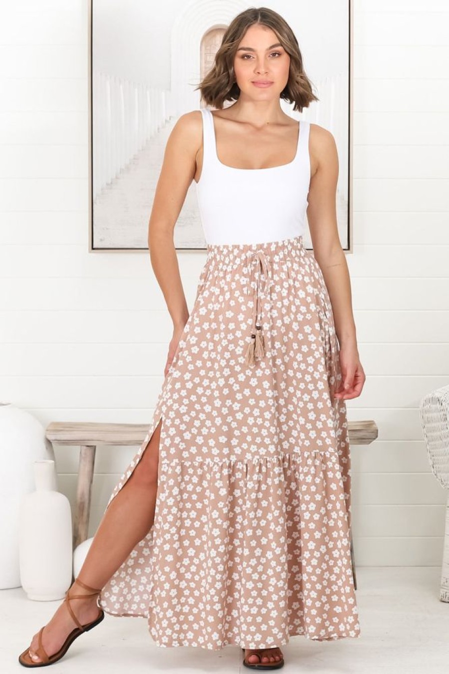 Bottoms Salty Crush | Gellina Maxi Skirt - Fawn