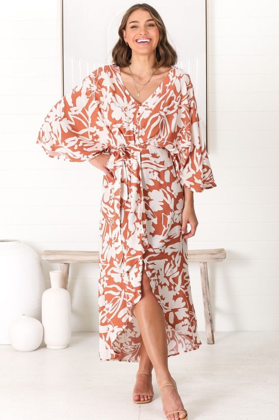 Dresses Salty Crush | Casey Midi Dress - Charis Rust