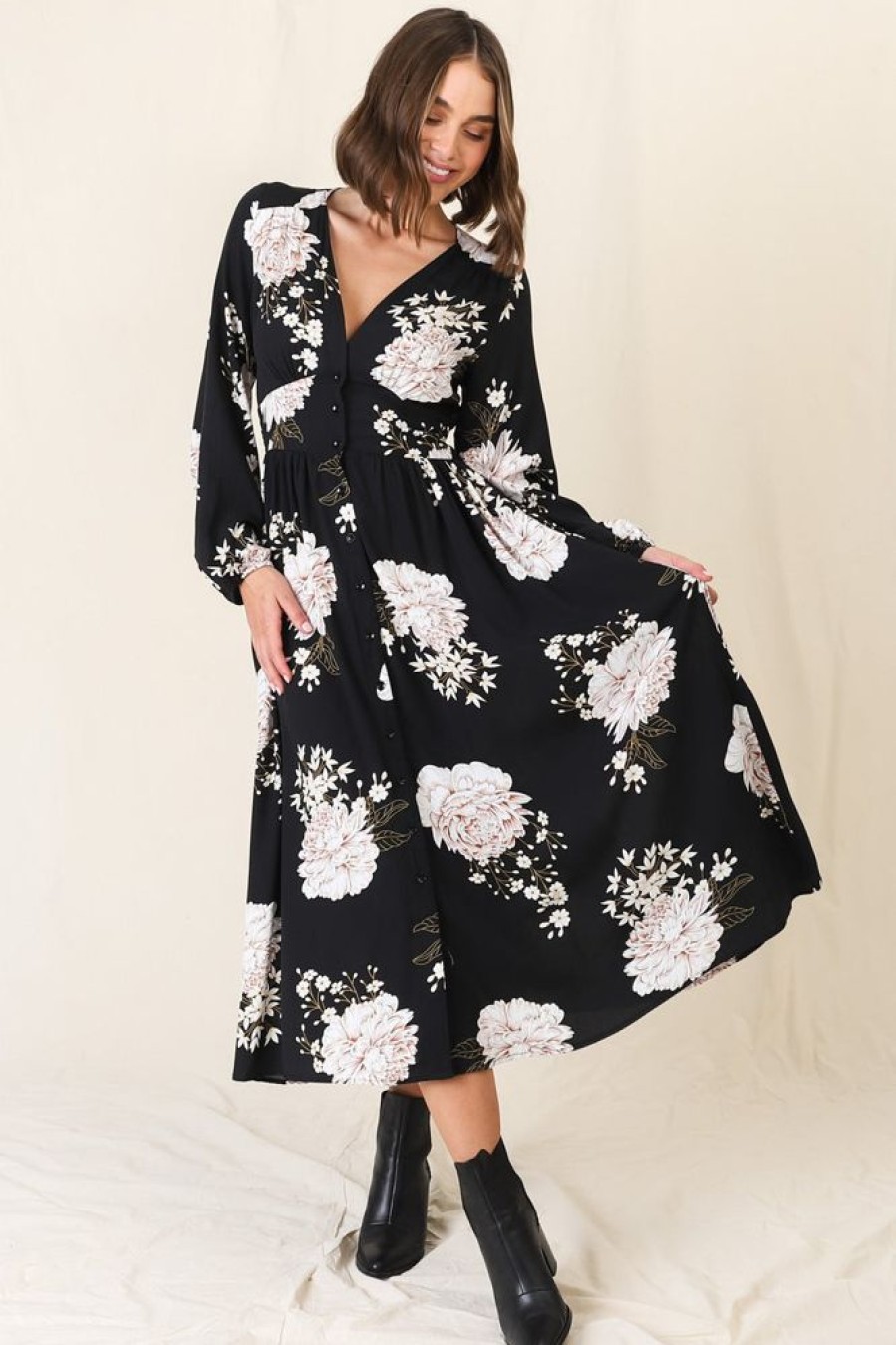 Dresses Salty Crush | Yianna Midi Dress - Leyla Print