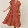 Dresses Salty Crush | Peggy Midi Dress - Rust