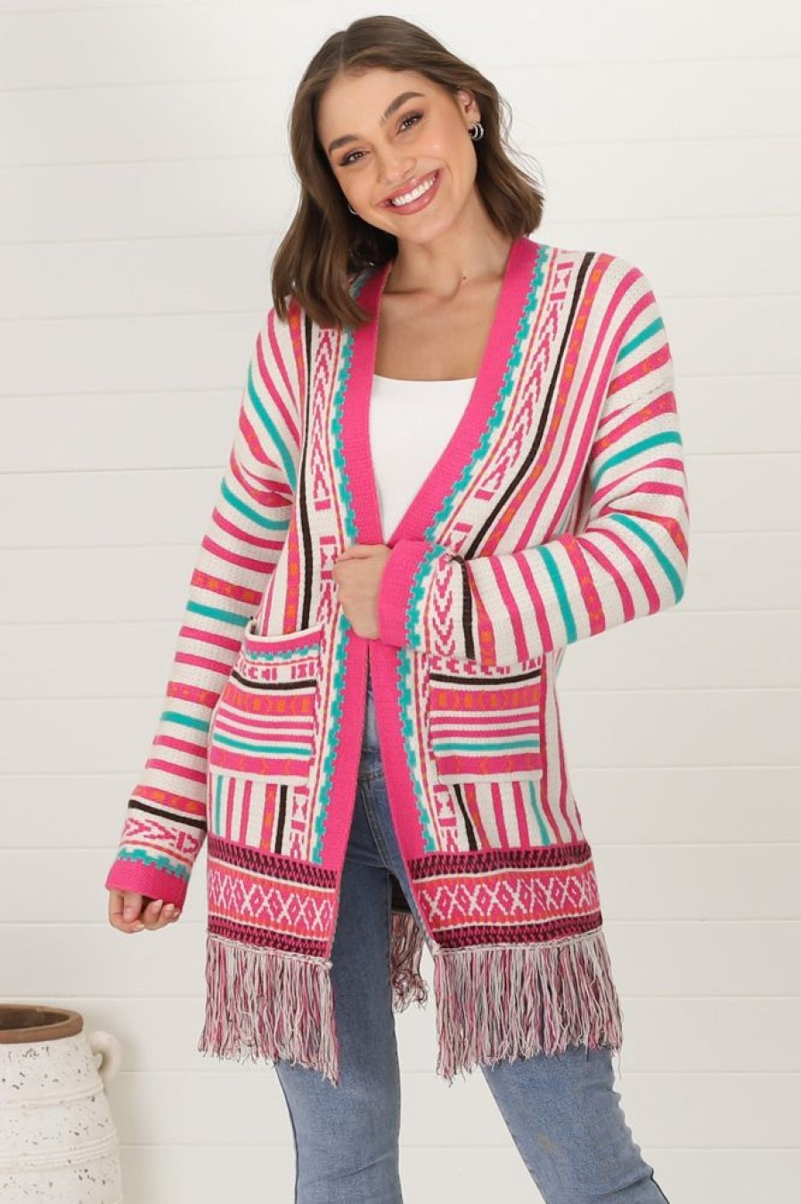 Jackets/Knitwear Salty Crush | Conna Cardigan - Fuchsia