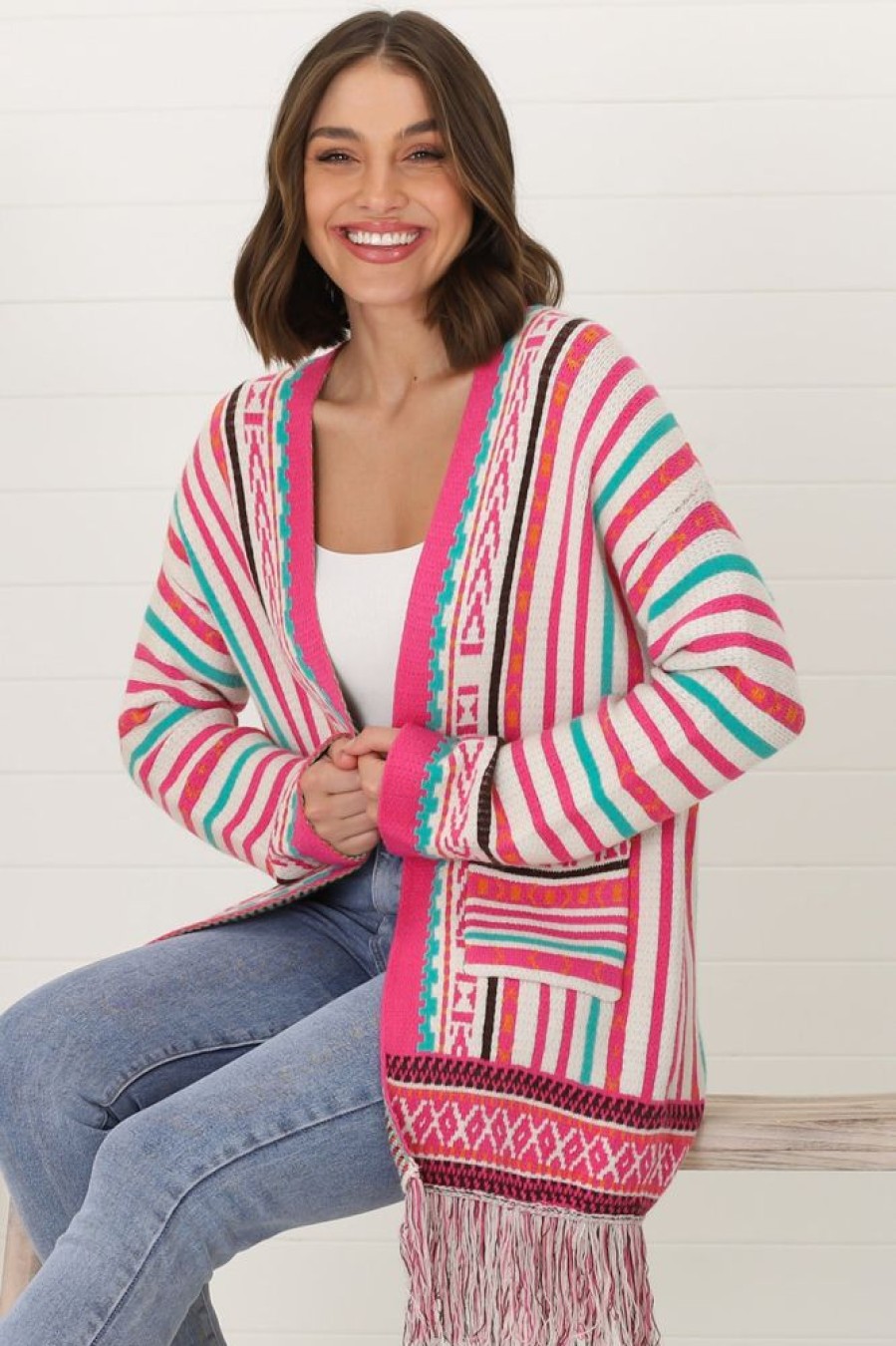 Jackets/Knitwear Salty Crush | Conna Cardigan - Fuchsia