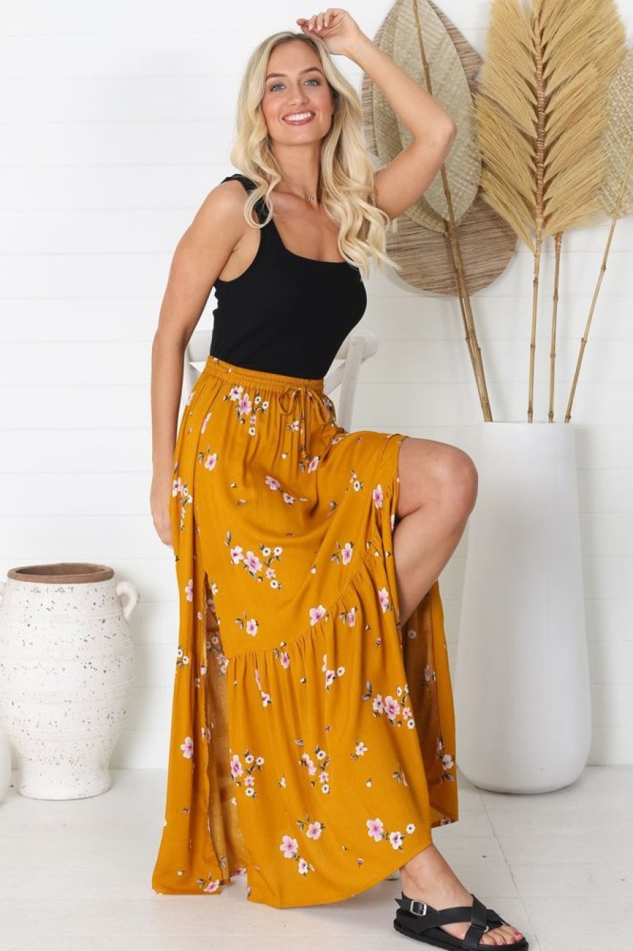 Bottoms Salty Crush | Hellen - Maron Maxi Skirt - Yellow