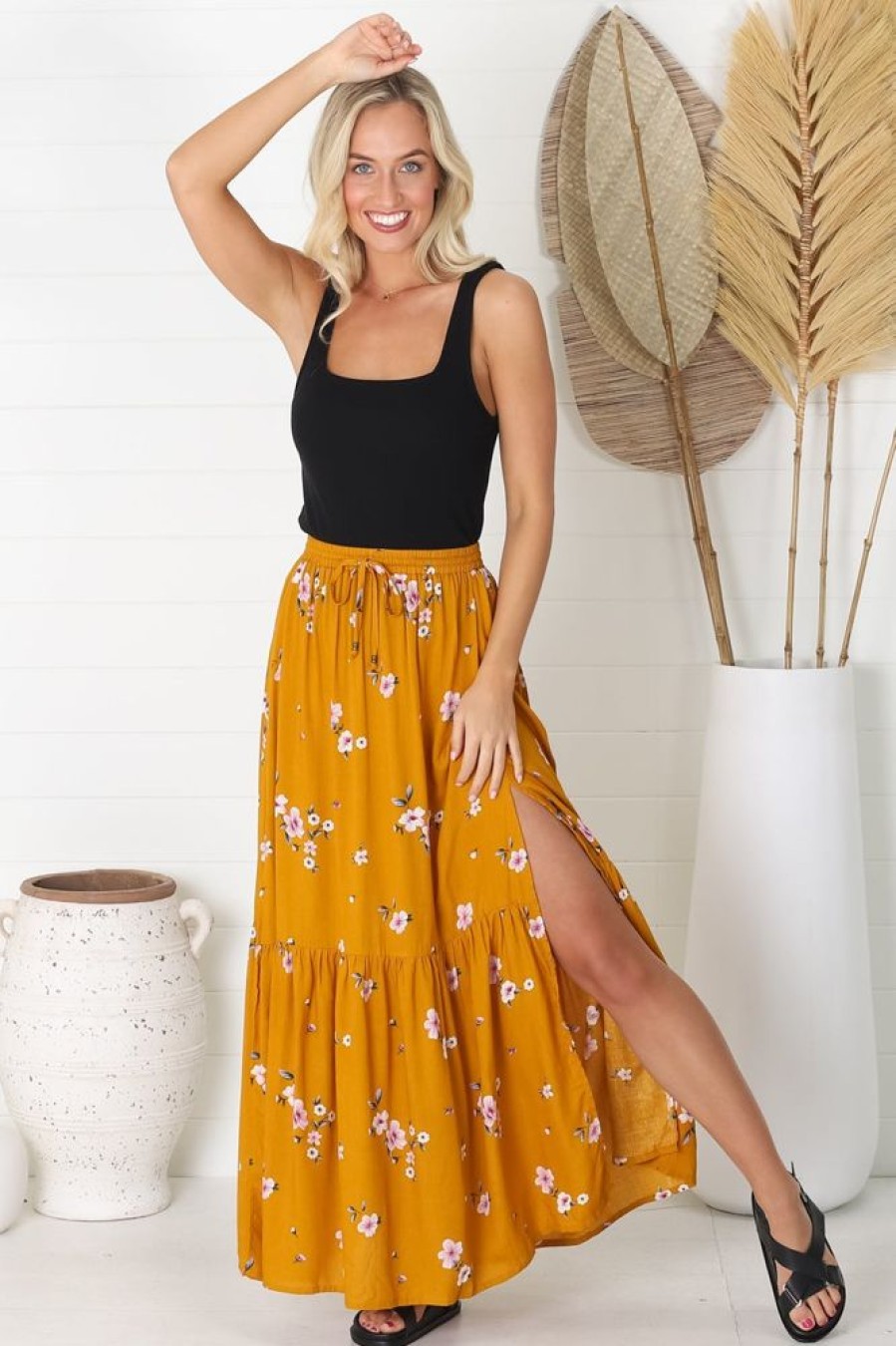 Bottoms Salty Crush | Hellen - Maron Maxi Skirt - Yellow