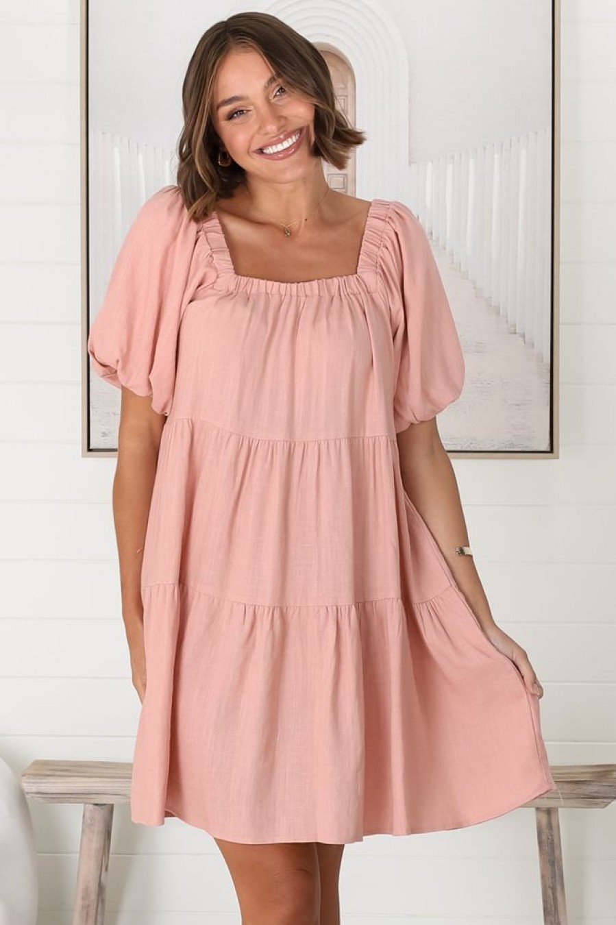 Dresses Salty Crush | Harlow Mini Dress - Blush