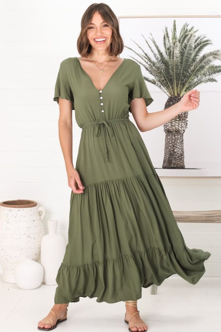 Dresses Salty Crush | Hanna Maxi Dress - Olive