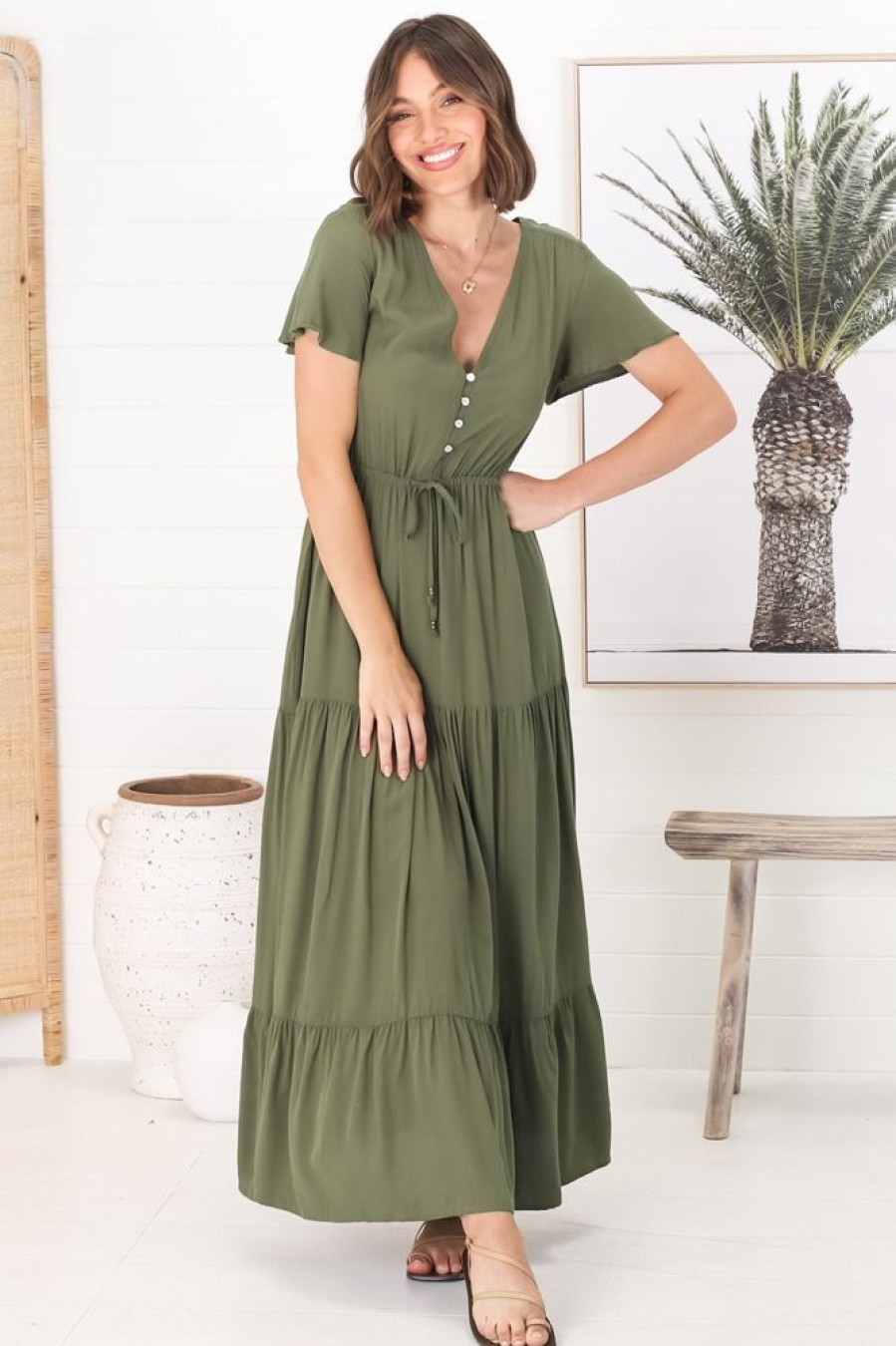 Dresses Salty Crush | Hanna Maxi Dress - Olive