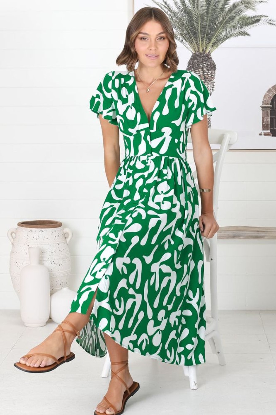 Dresses Salty Crush | Loya - Jaxie Midi Dress - Green